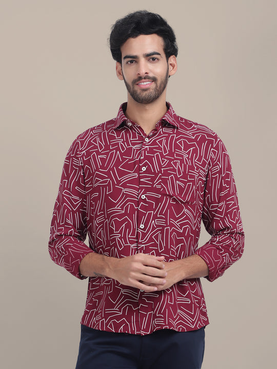 Premium Rayon Shirt For Men With Spread Collar And Smart Fit In Self Design
