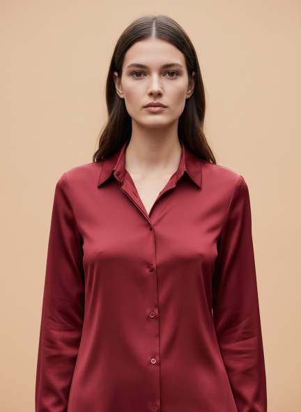 European Satin Spread Collar Shirt