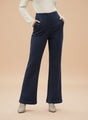 Premium Indigo Knit Flared Trouser With Slash Pocket