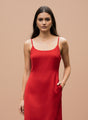 European Satin Crimson Red Dress