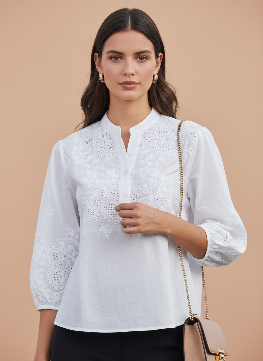 Luxury Embroidered Tops For Womens
