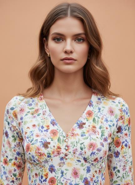 Premium Micro Digital Print  Maxi Dress With Slash Pocket