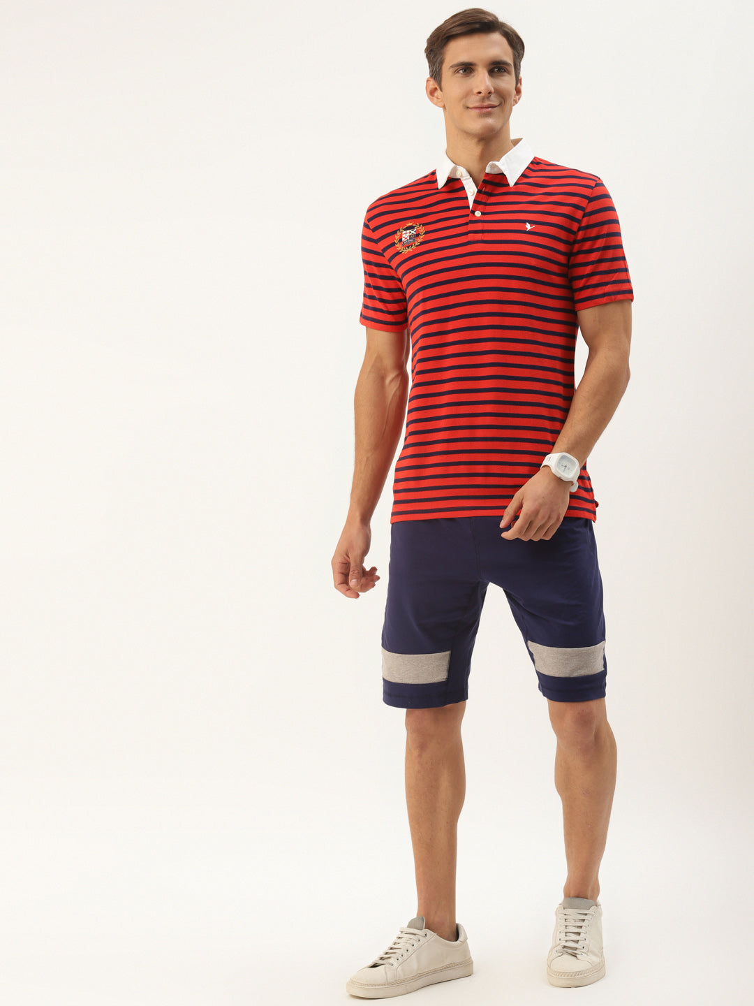 Premium Maroon Cotton Striped Half Sleeve Polo