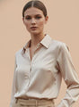 Tailored Fit European Satin Shirt With Pleated Placket