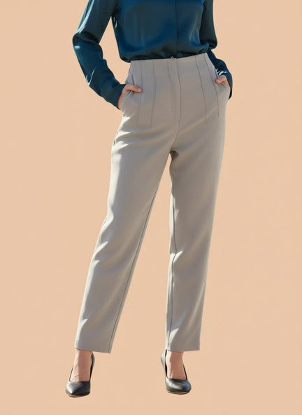 Banana Crepe Carbon Skin Fit With Multi Pleated Trouser