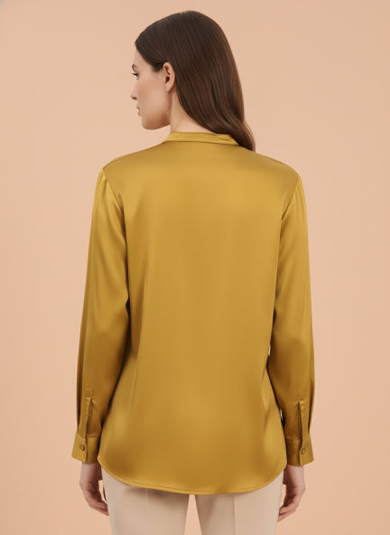 Summer Satin Mettalic Gold Front Pleated Tunic