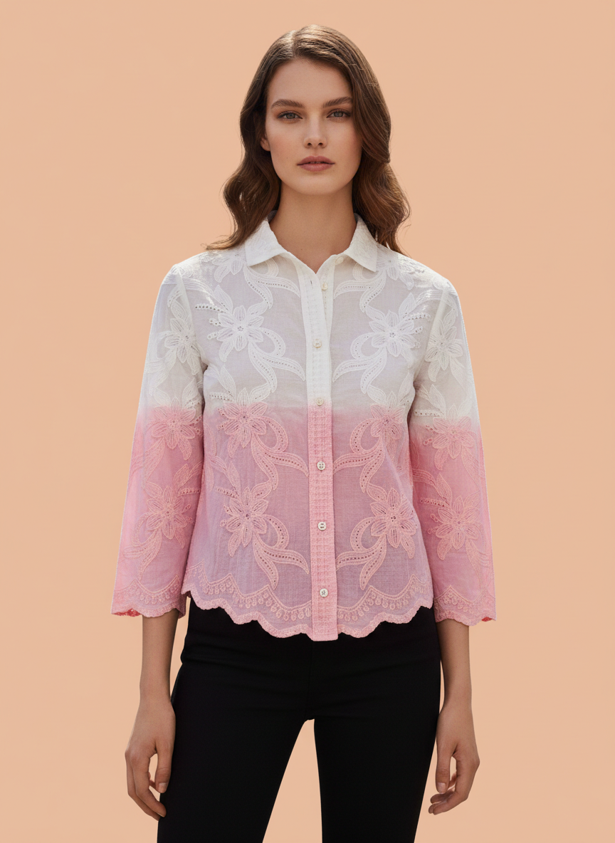 Elegant Ombre Embroidered Women’s Shirt