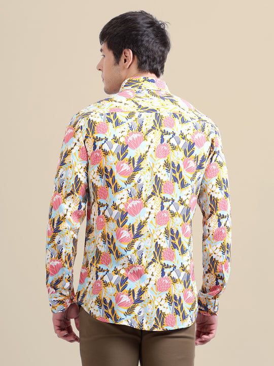 Men'S Floral Print Premium Rayon Shirt