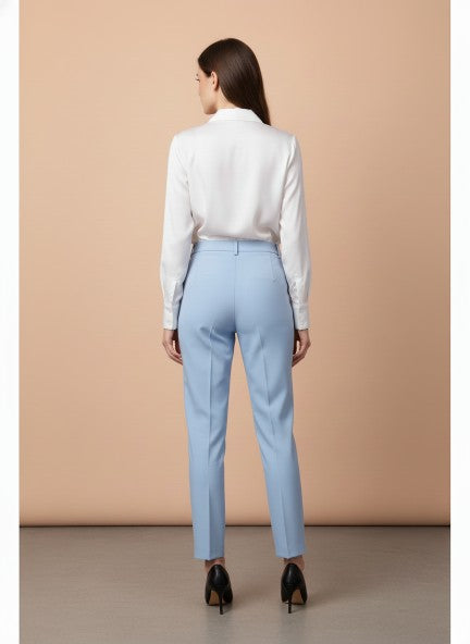 Banana Crepe Deep Teal Skin Fit Multi Pleated Trouser