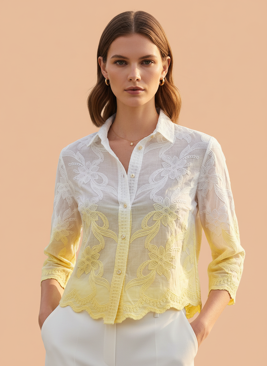 Elegant Ombre Embroidered Women’s Shirt