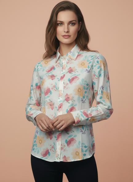 Premium Muslin Digital Print Puff Sleeve Shirt