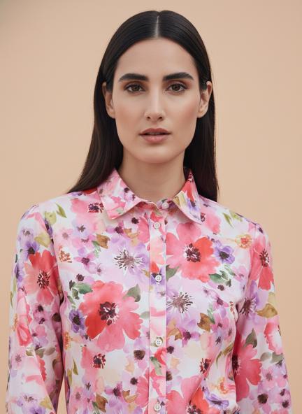 Premium American Crepe Digital Print Puff Sleeve Shirt