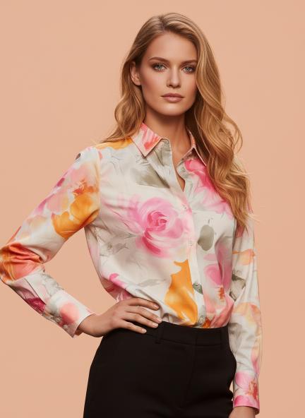 Premium Micro Multicolour Long Length Curved Hem Digital Print Shirt