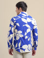 Men'S Premium Rayon Shirt With Blue Floral Print