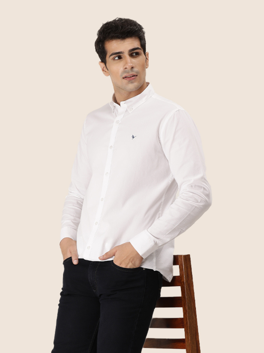 Men'S Premium Cotton Oxford Solid Shirt | White