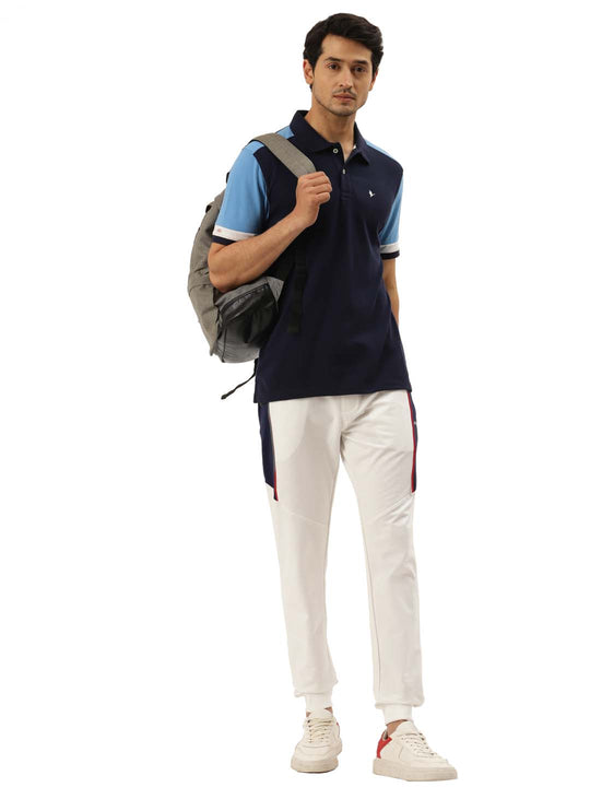 Mens Cotton Rich Colourblocked Half Sleeve Collar T-Shirts