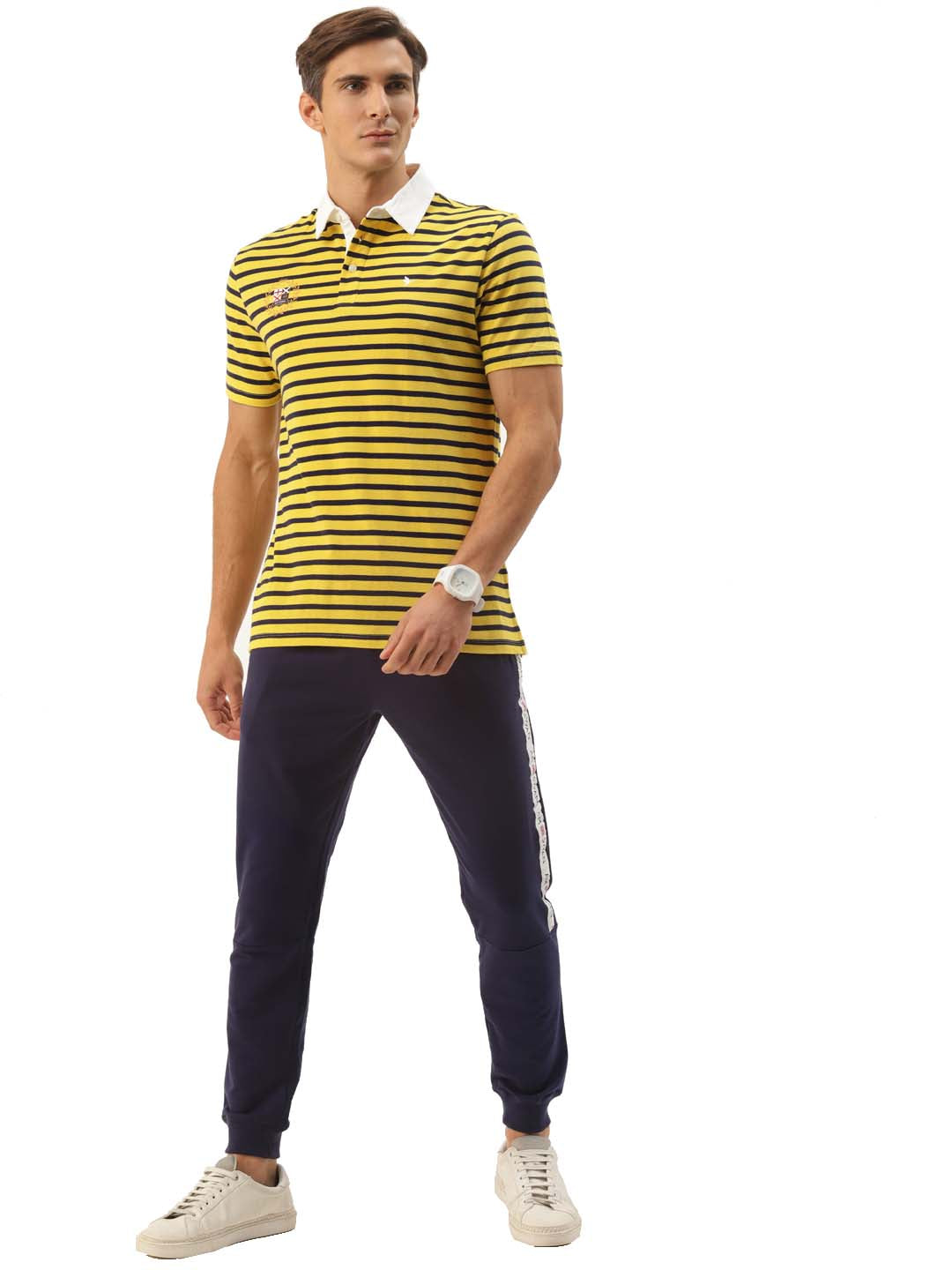 Yellow Premium Striped Polo Tees