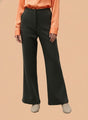 Banana Crepe Olive Flared Trouser With Slash Pocket