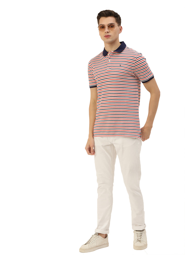Premium Multicolor Striped Half Sleeve Polo