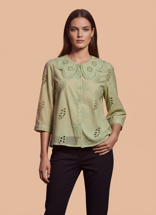 Luxury Embroidered Women’s Peter Pan Collar Top