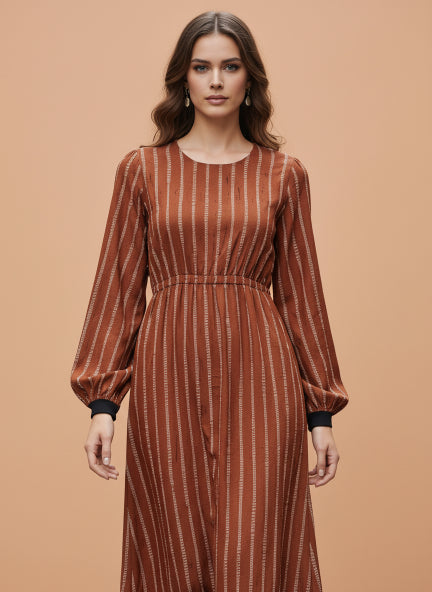Rayon Printed Full Sleeve Maxi Dress
