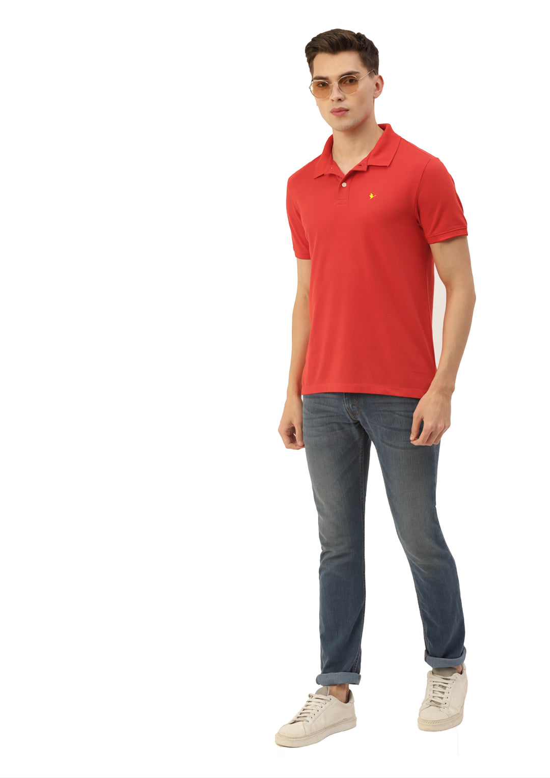 Premium Red Cotton Striped Half Sleeve Polo
