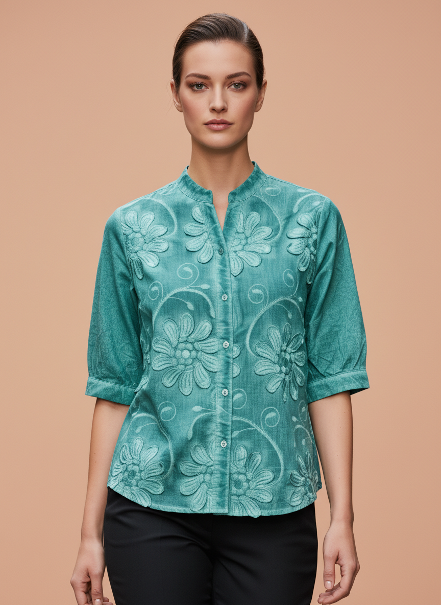 Elegant Floral Embroidered Women’s Top