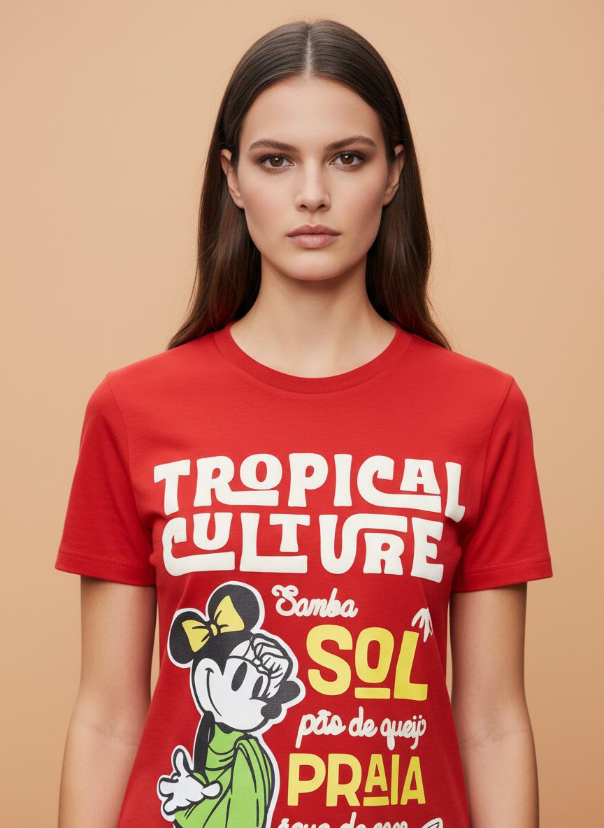 Red Tropical Minnie Mouse Oversized T-Shirt