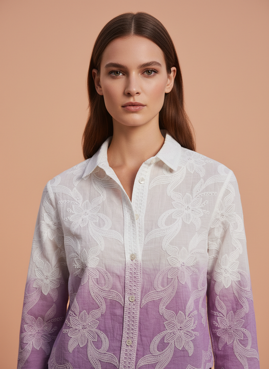 Elegant Ombre Embroidered Women’s Shirt