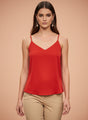 European Satin V-Neck Sleeveless Top