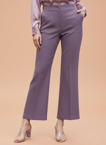 WOMEN'S LUXURY BANANA CREPE FLARED TROUSER WITH SLASH POCKET