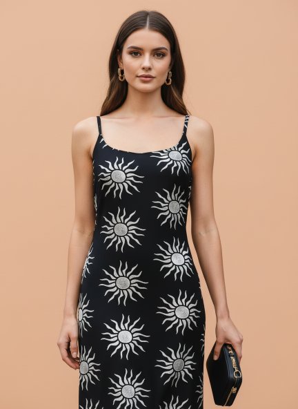 Rayon Printed Sleeveless Fit & Flare Maxi Dress