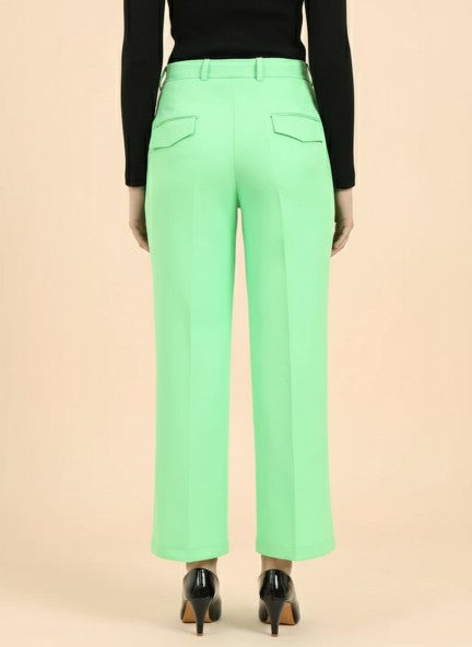 Banana Crepe Screamin Green Straight Fit Flap Pocket Trouser
