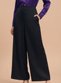 Satin Wide Leg Pants European Fabric  Black Glam Look
