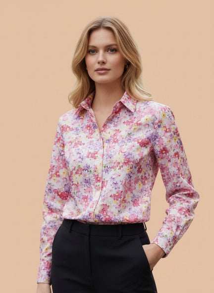 Premium Micro Digital Print Puff Sleeve Shirt