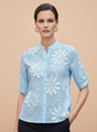 Luxury Floral Embossed Satin Top for Women