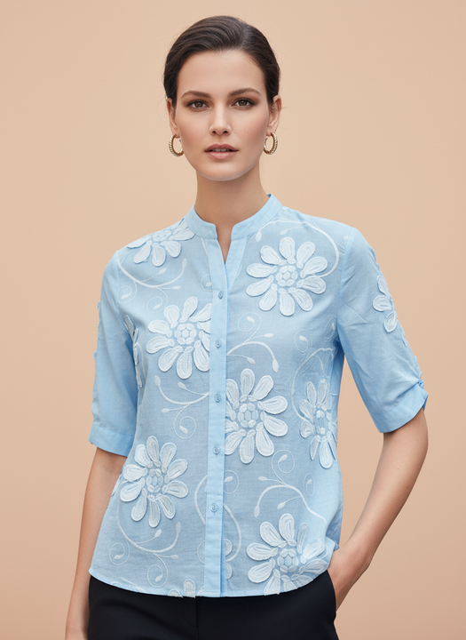 Luxury Floral Embossed Satin Top for Women