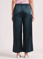 European Satin Flared Pleated Trouser