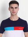 MENS PREMIUM COTTON LYCRA COLOURBLOCK PRINTED HALF SLEEVE CREW NECK T-SHIRTS