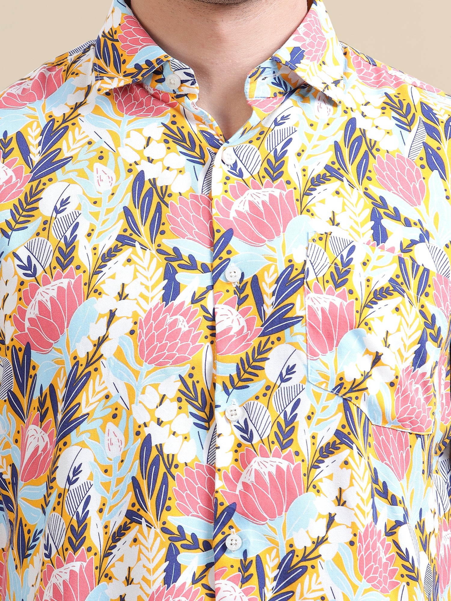Men'S Floral Print Premium Rayon Shirt