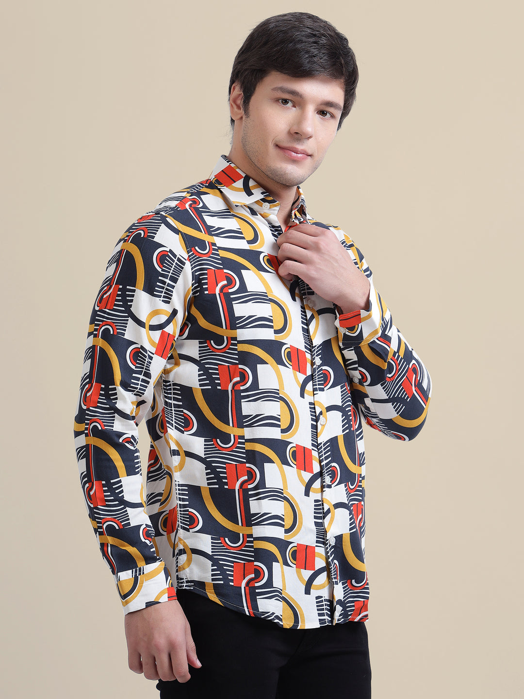Smart Fit Abstract Printed Men'S Premium Rayon Shirt
