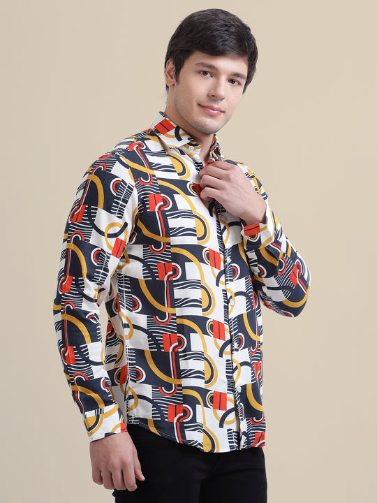 Smart Fit Abstract Printed Men'S Premium Rayon Shirt