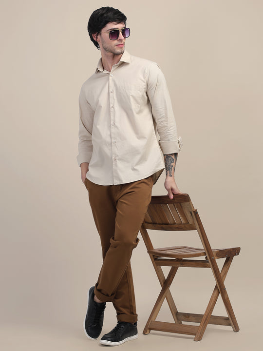 Premium Cotton Lycra Beige Shirts