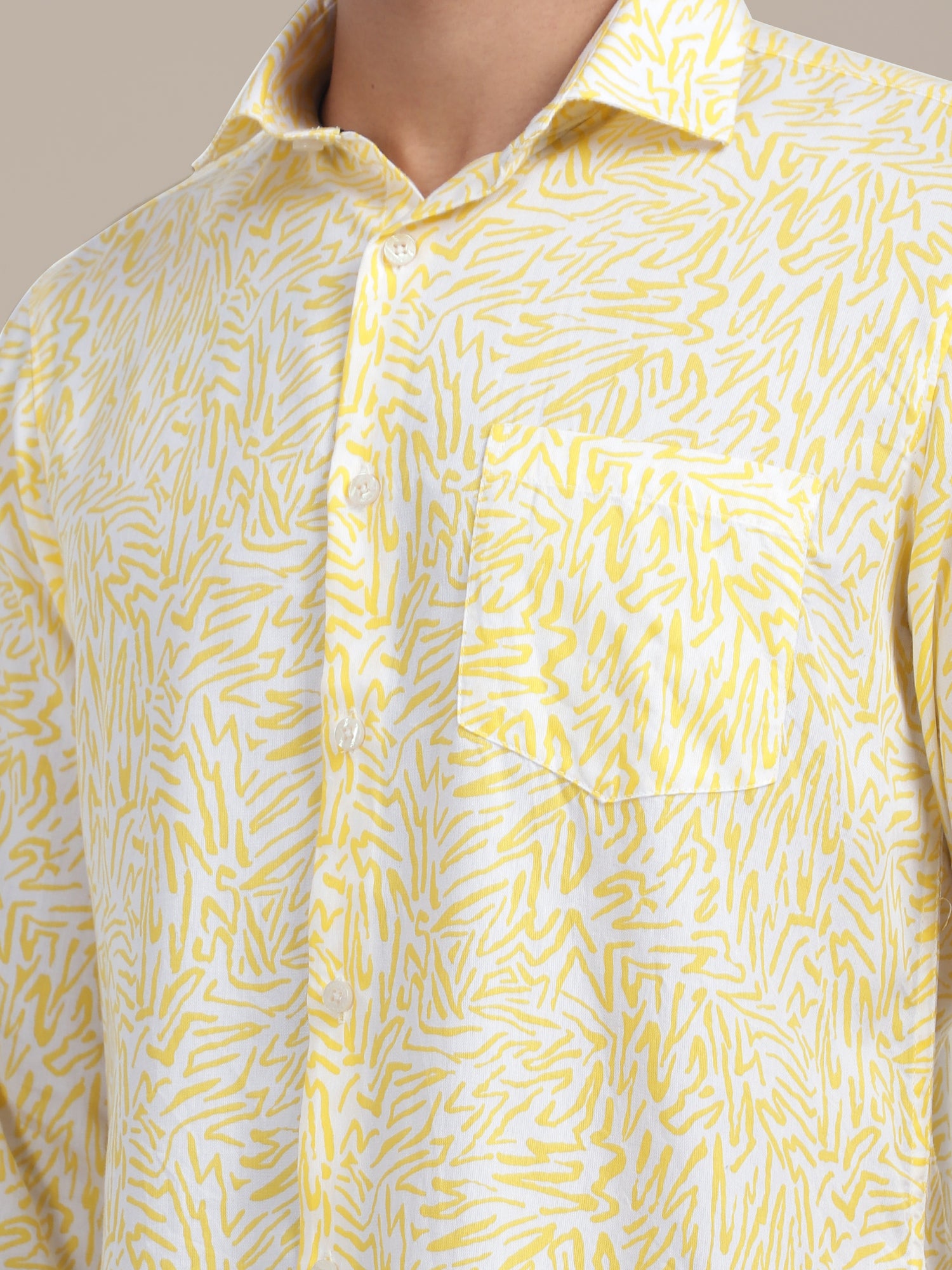 Smart Fit Rayon Shirt With Floral Print In Yellow