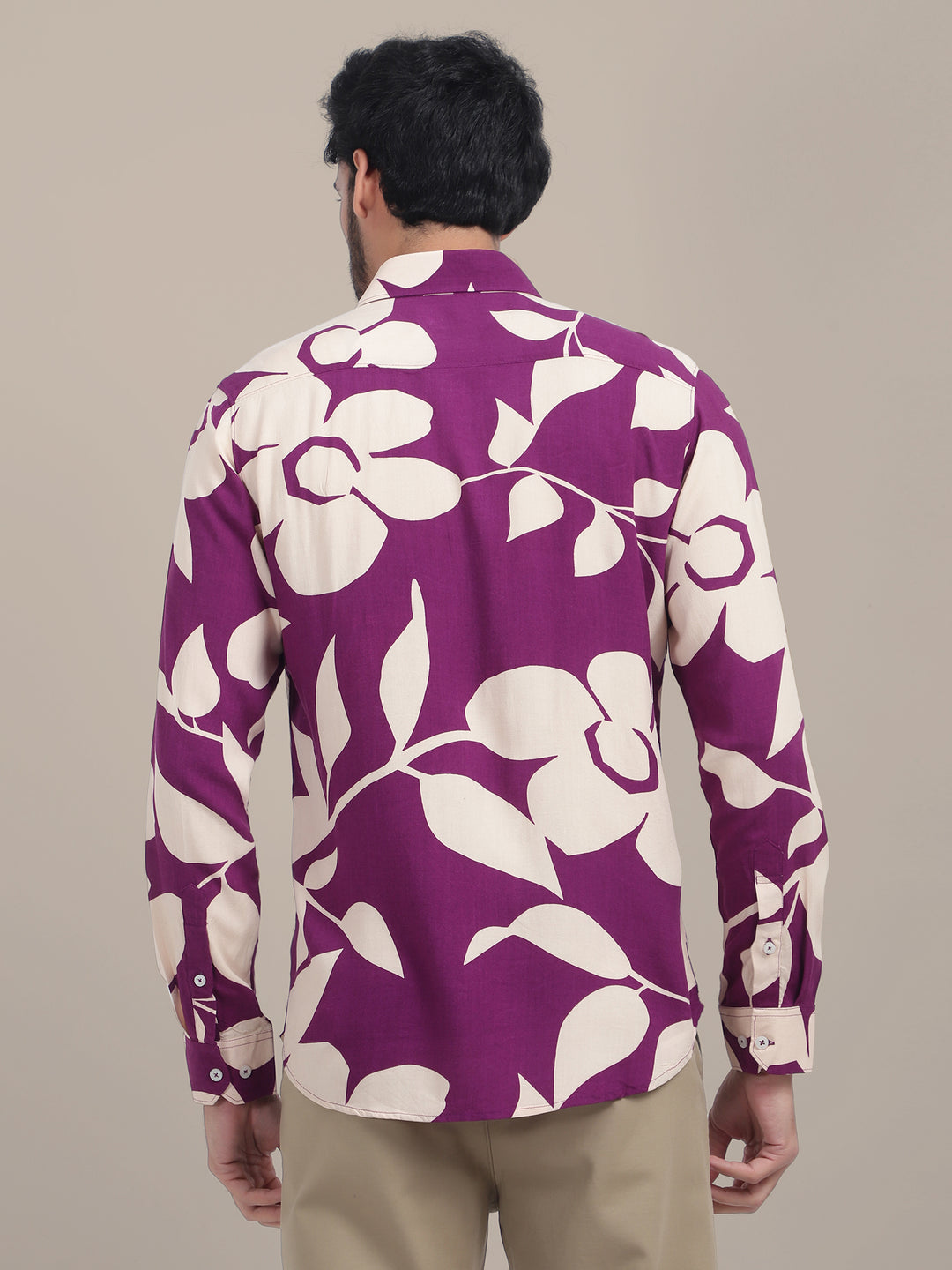 Men's Premium Rayon Shirt With Purple Floral Print