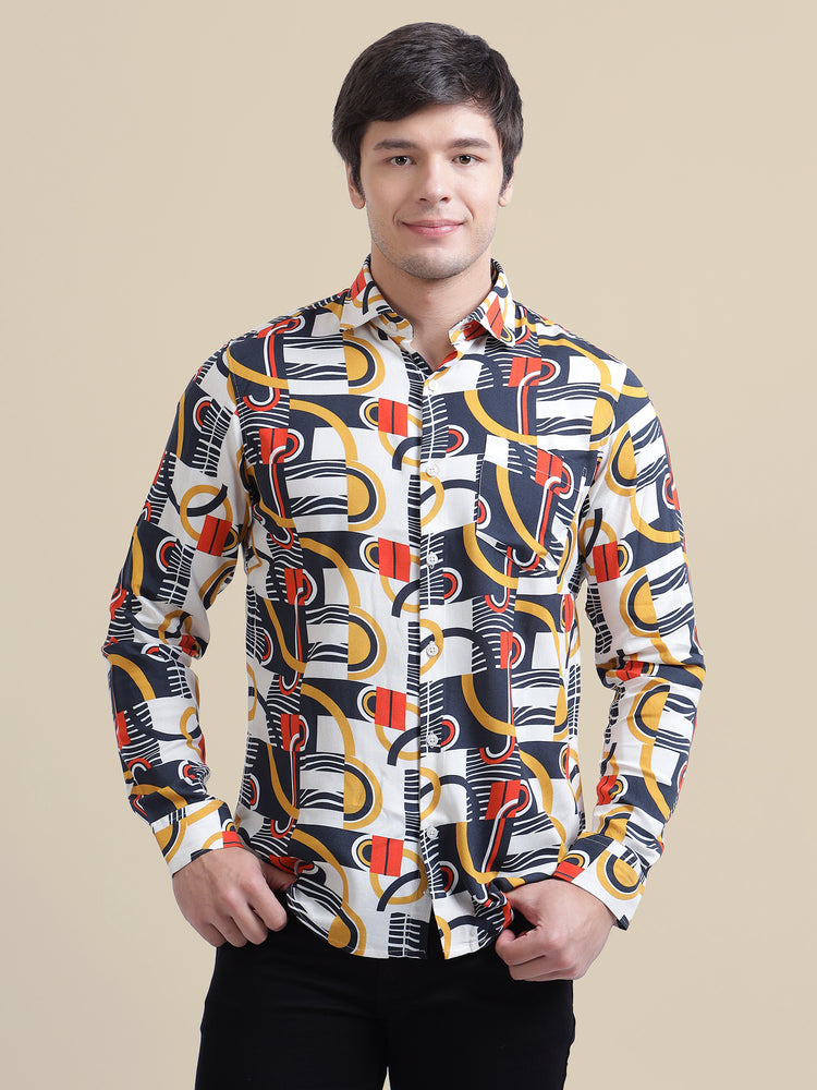 Smart Fit Abstract Printed Men'S Premium Rayon Shirt