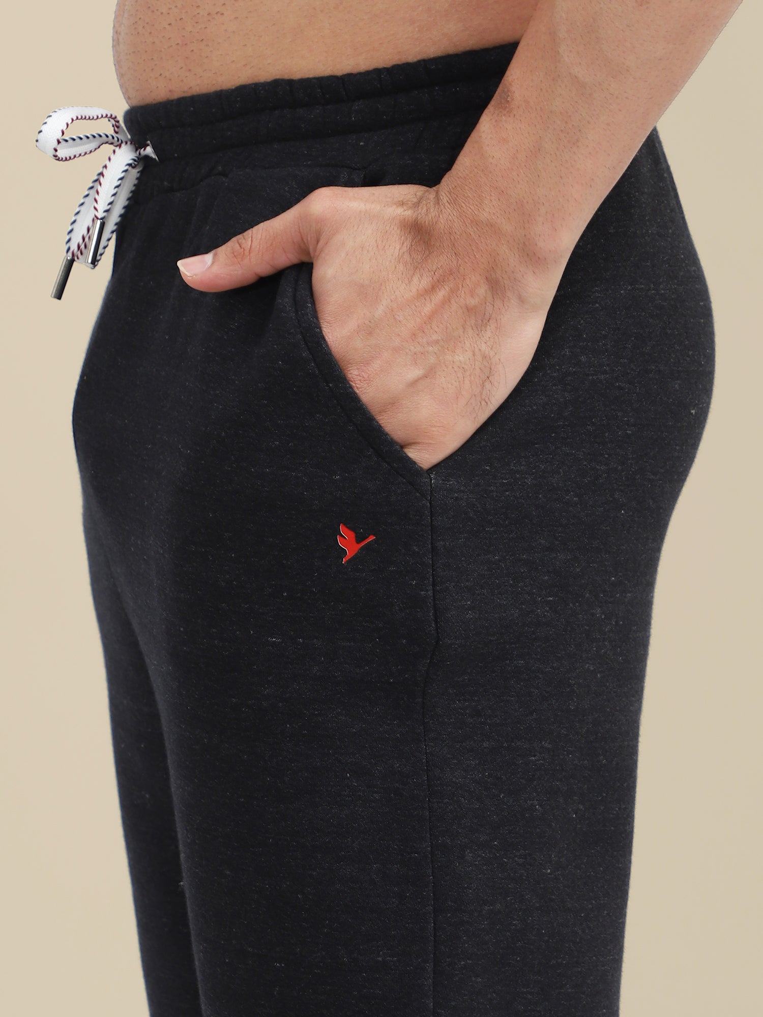 Mens Black Cotton Fleece Winter Shorts