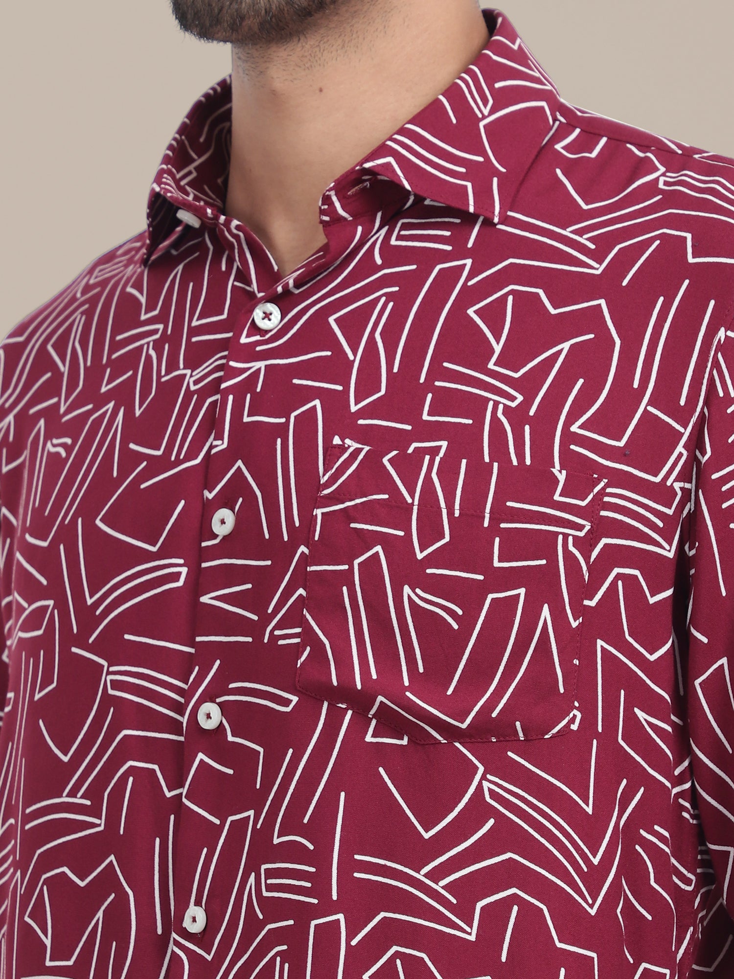 Premium Rayon Shirt For Men With Spread Collar And Smart Fit In Self Design