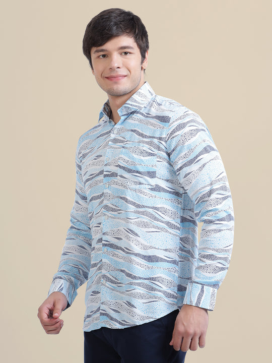 Men'S Premium Rayon Shirt With Self-Design Spread Collar