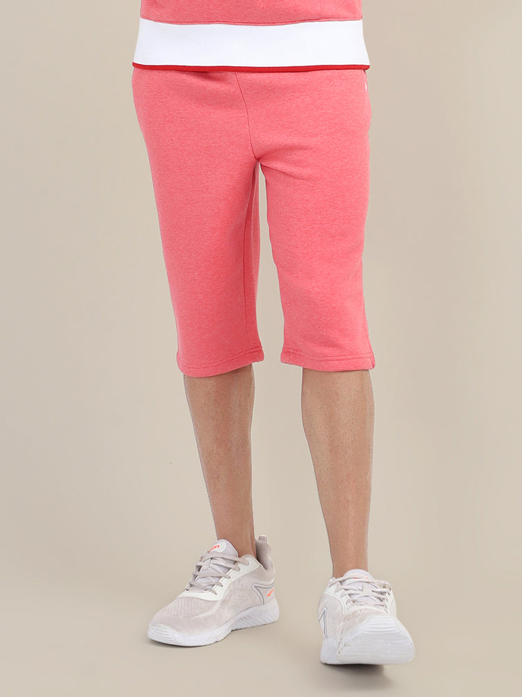 Mens Pink Cotton Fleece Pink Winter Shorts